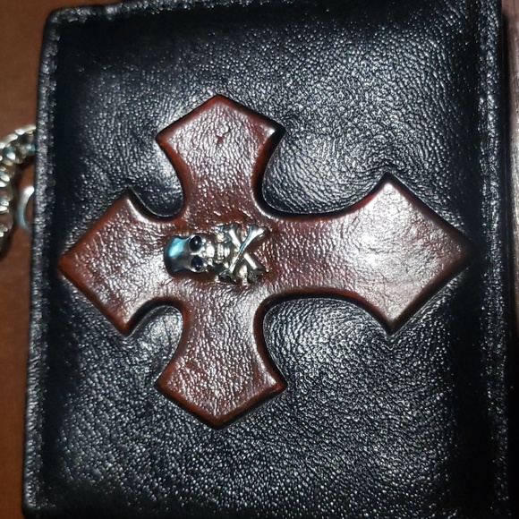 Leather biker wallet with chain - Picture 2 of 6